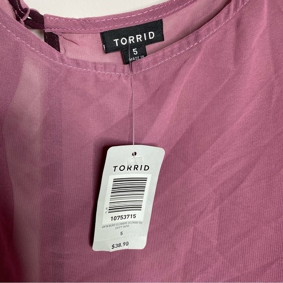 Torrid Burgundy Chiffon Dolman Sleeve Blouse - Picture 4 of 5